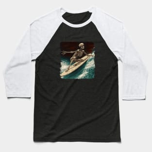 Surfing Skeleton Baseball T-Shirt